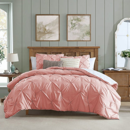 Swift Home Modern Diamond Pintuck Ultra-Soft Microfiber 3-Piece Bedding Comforter Set