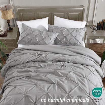 Swift Home Modern Diamond Pintuck Ultra-Soft Microfiber 3-Piece Bedding Comforter Set