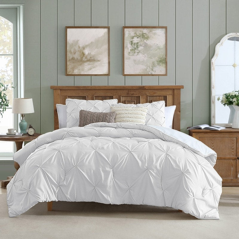 Swift Home Modern Diamond Pintuck Ultra-Soft Microfiber 3-Piece Bedding Comforter Set