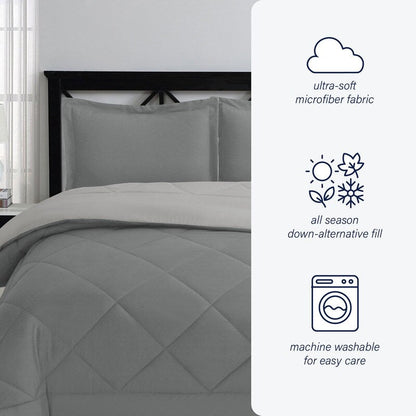 Swift Home Reversible Down Alternative Microfiber Bedding Comforter Set
