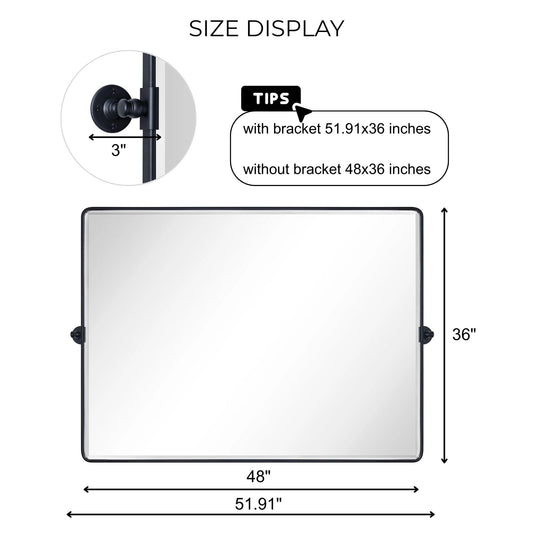 TEHOME Lutalo horizontal Beveled Bathroom / Vanity Mirror