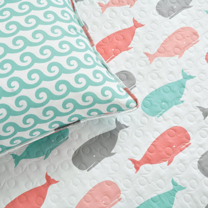 Taylor & Olive Lums Whale Print 5-piece Quilt Set