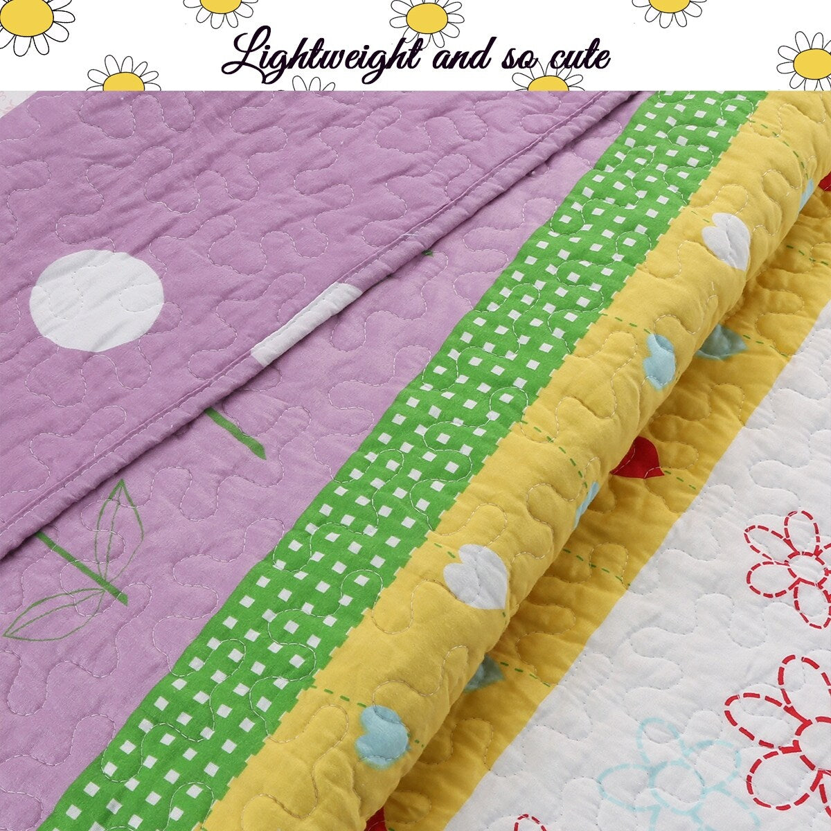 Taylor & Olive Purple/ White Floral Heart Reversible Quilt Bedding Set