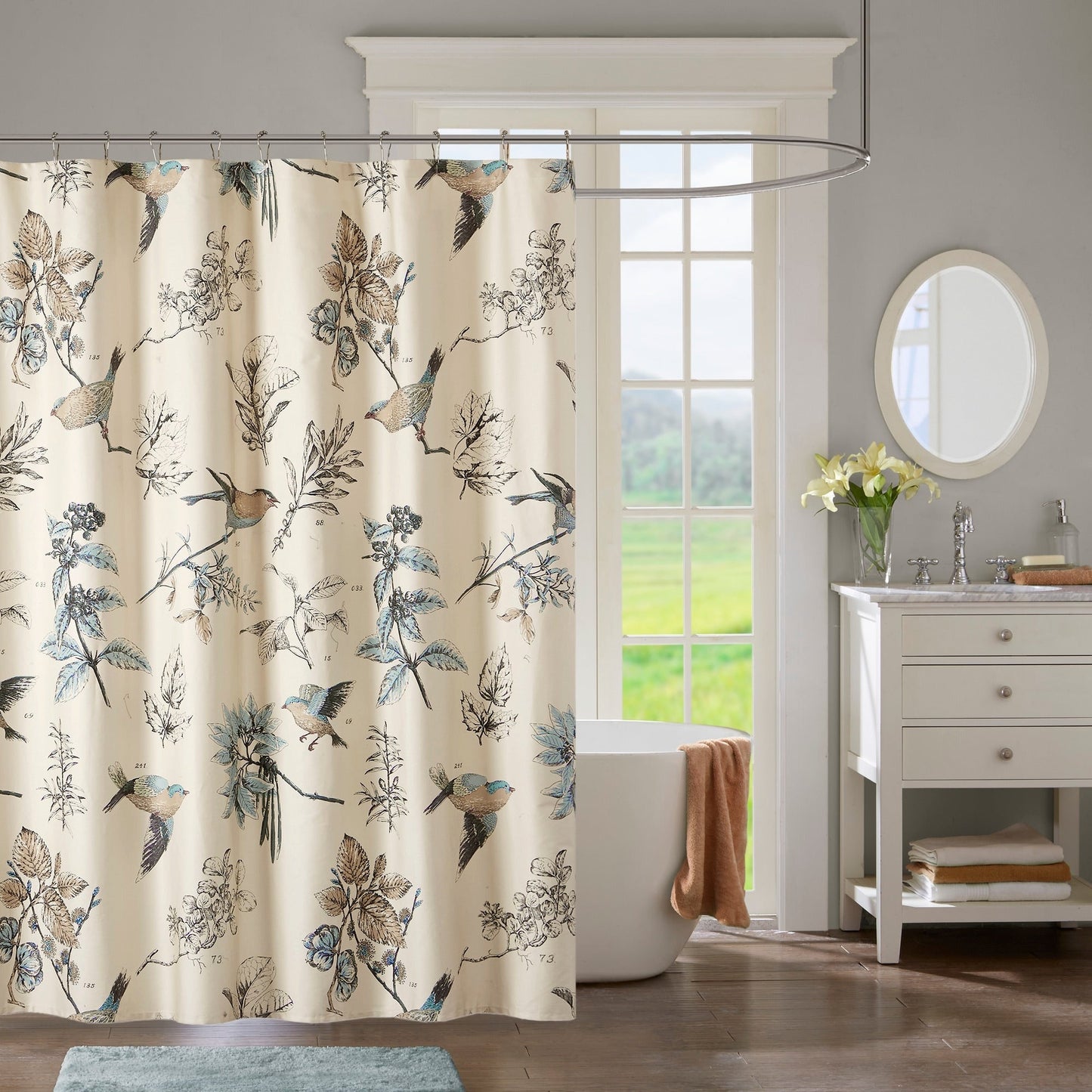 Madison Park Quincy Printed Cotton Shower Curtain