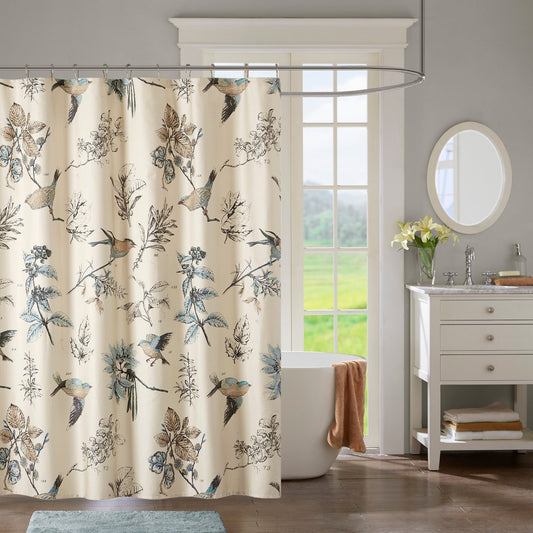 Madison Park Quincy Printed Cotton Shower Curtain