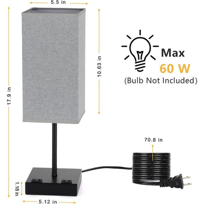 Touch Control Table Lamps Set of 2 Nightstand Desk Lamp with AC Outlet - 2PCS