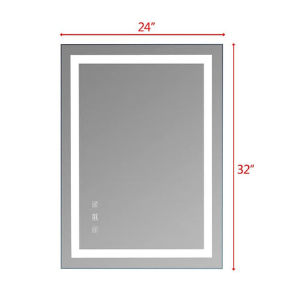 Touch LED Bathroom Mirror Tricolor Dimming Lights