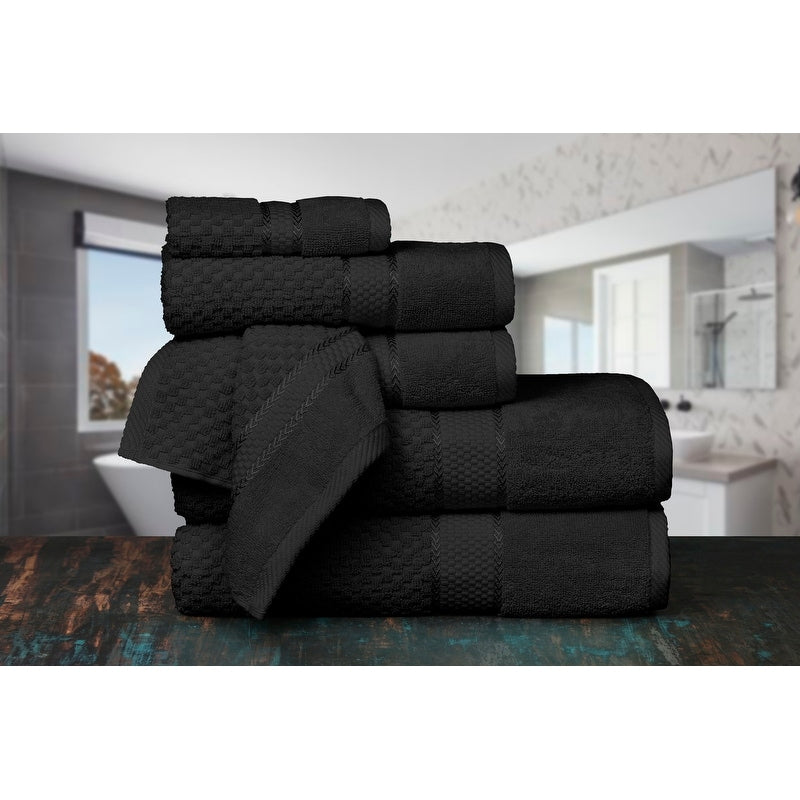 Towel Set of 6 Cotton Popcorn Textured by Ample Decor - 2Bath, 2Hand, 2Wash