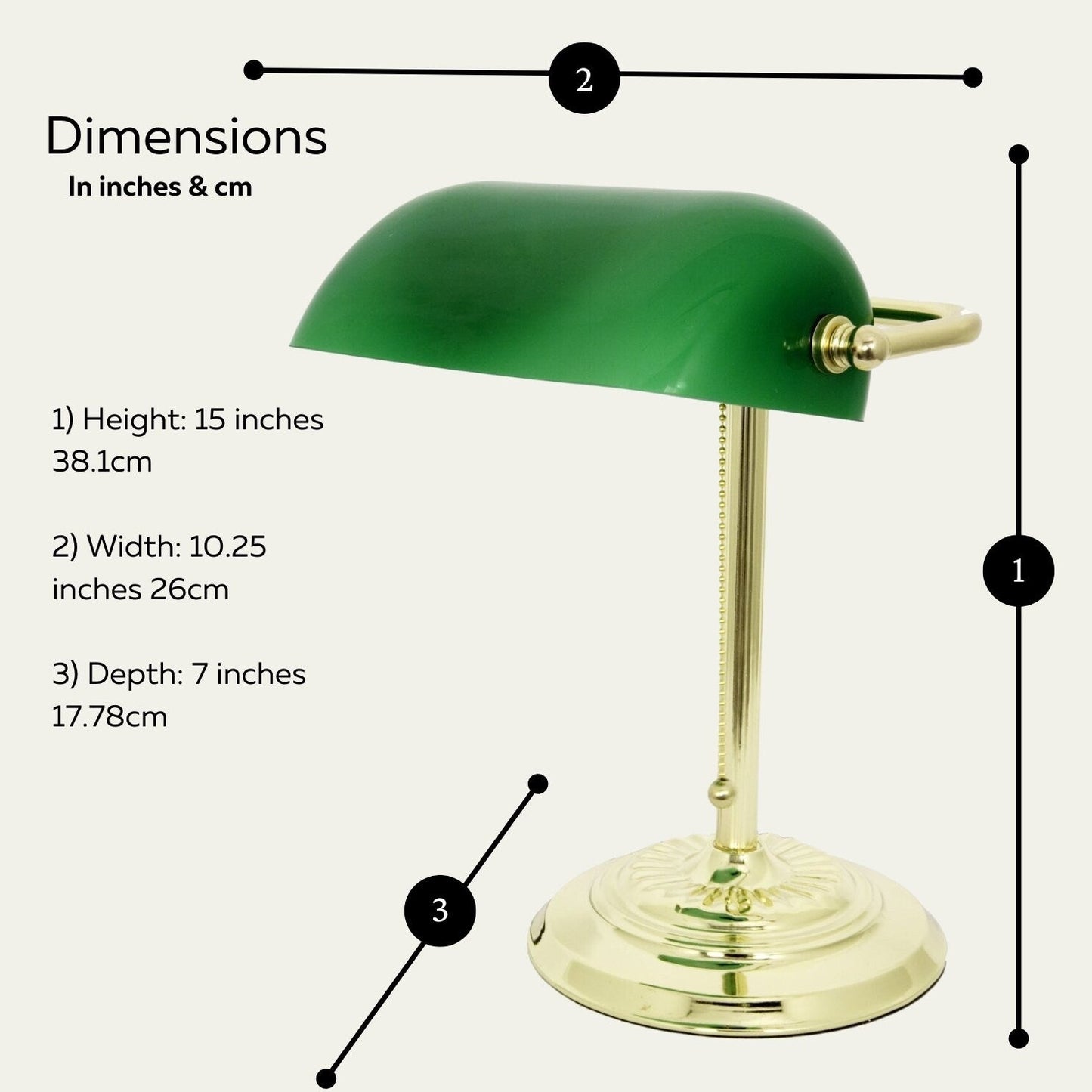 Traditional Bankers Desk Lamp With Green Glass Shade