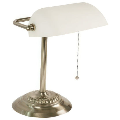 Traditional Bankers Desk Lamp With Green Glass Shade