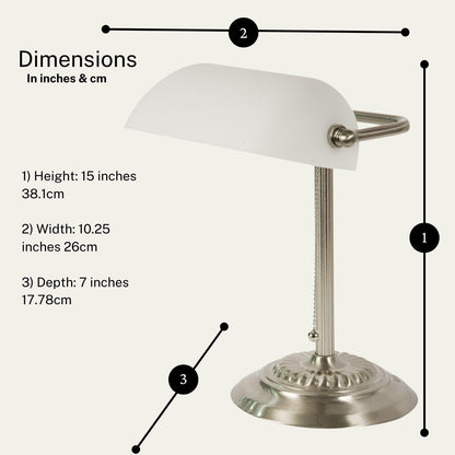 Traditional Bankers Desk Lamp With Green Glass Shade