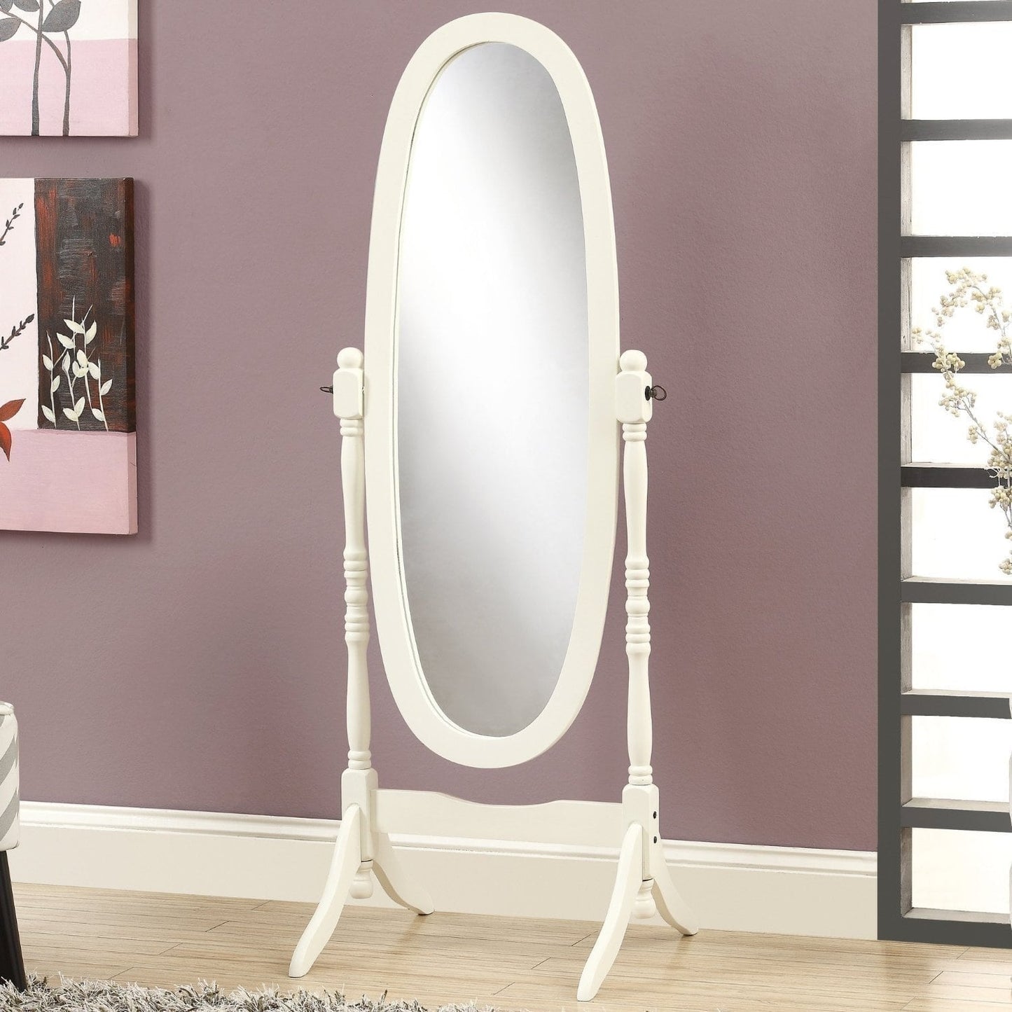 GTU Furniture Swivel Adjustable Full-Length Standing Oval Wood Cheval Floor Mirror