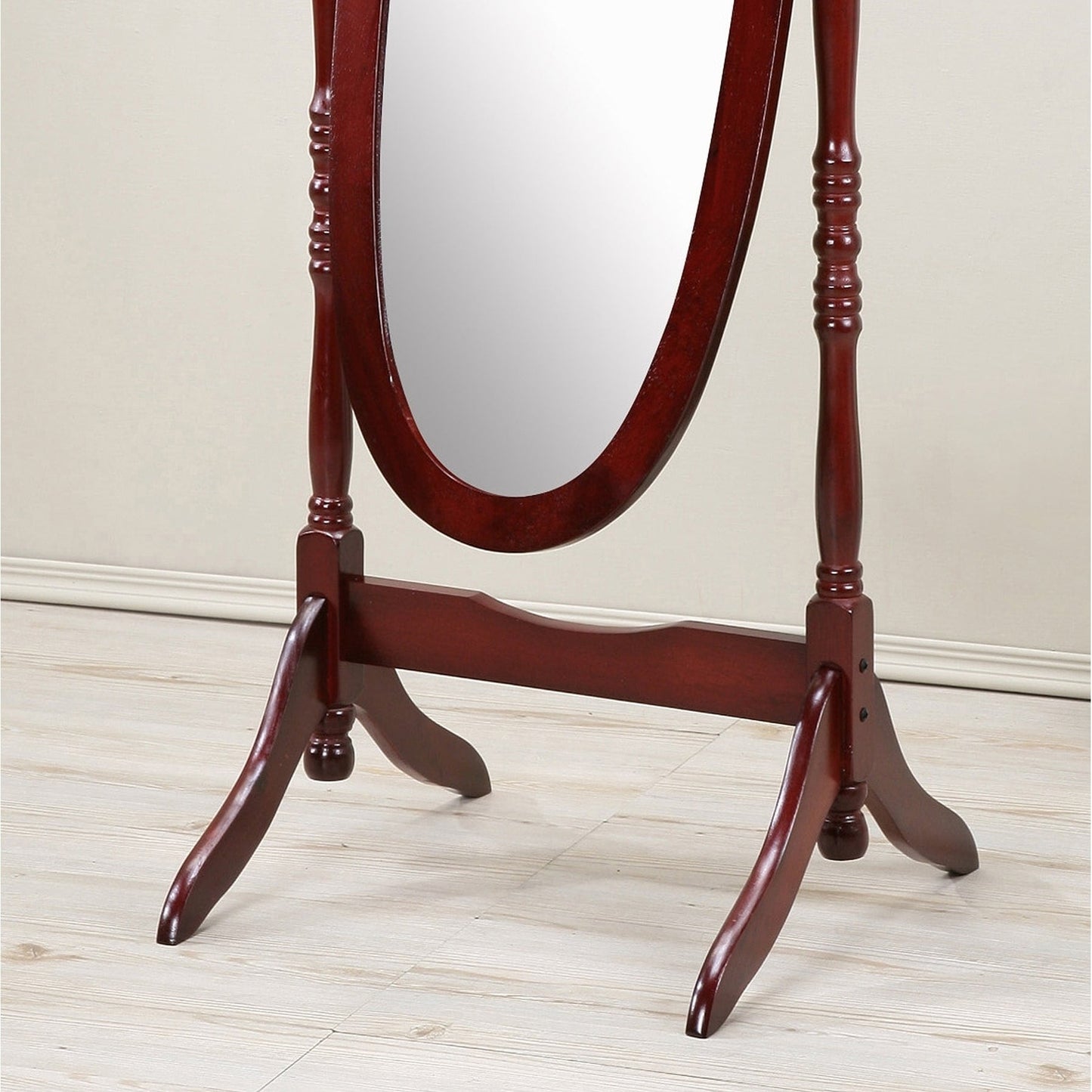 GTU Furniture Swivel Adjustable Full-Length Standing Oval Wood Cheval Floor Mirror