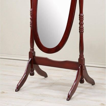 GTU Furniture Swivel Adjustable Full-Length Standing Oval Wood Cheval Floor Mirror