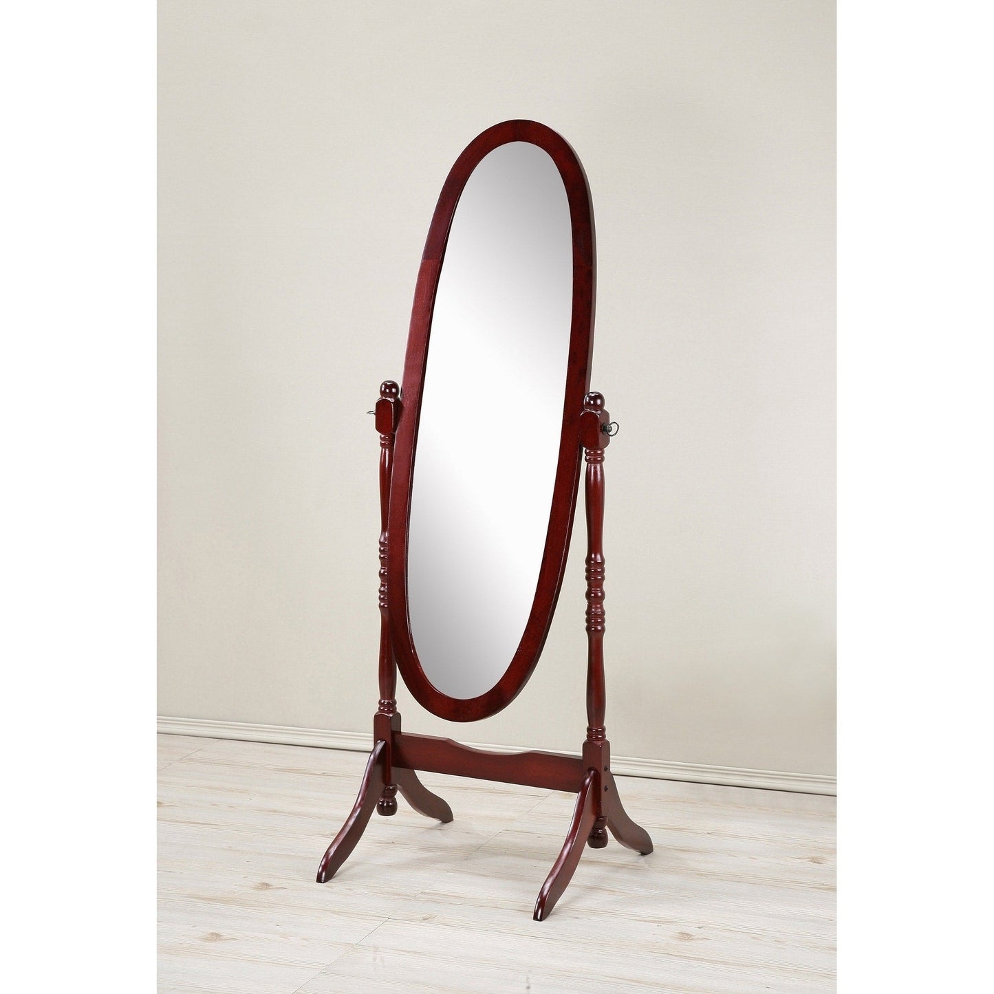 GTU Furniture Swivel Adjustable Full-Length Standing Oval Wood Cheval Floor Mirror