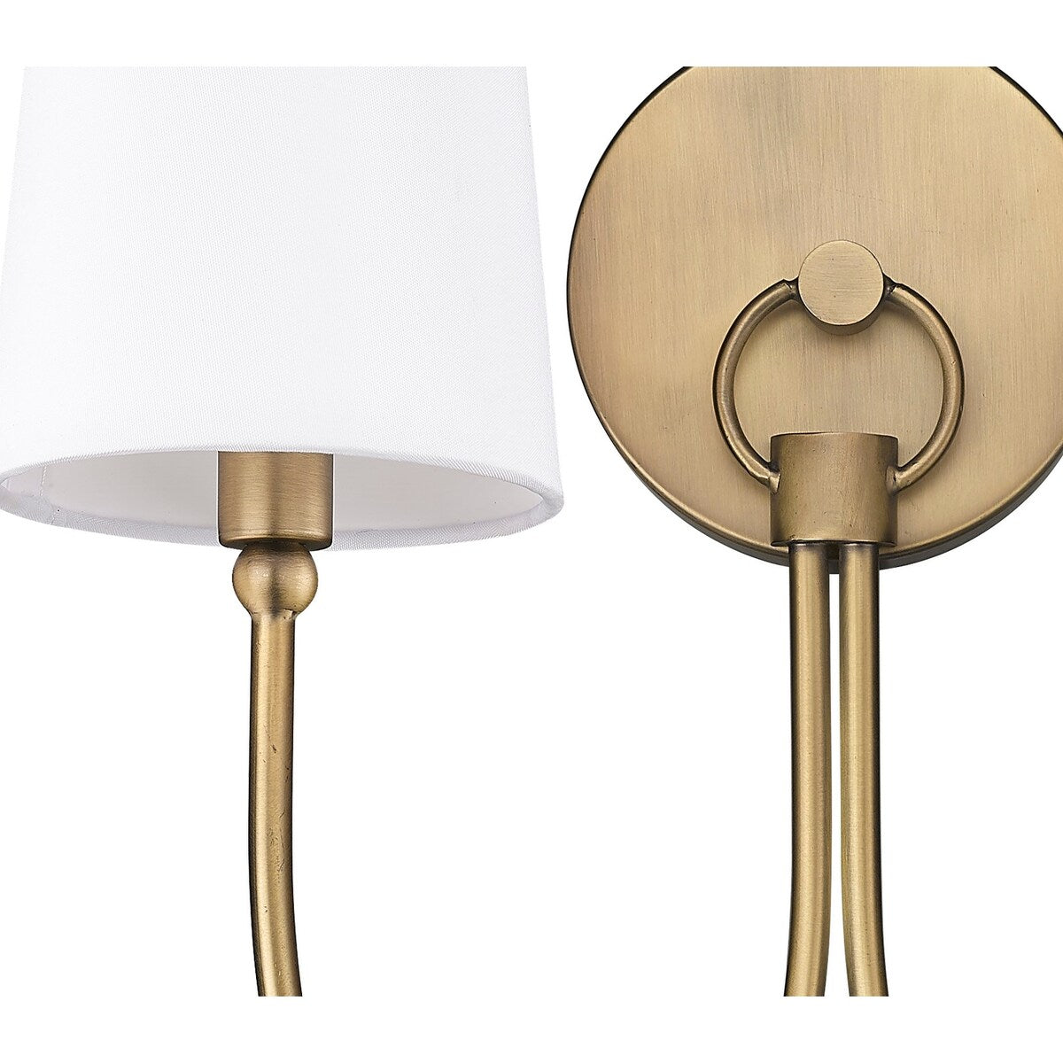 Traditional Rustic 2-Light Sconce in Aged Brass With Shade