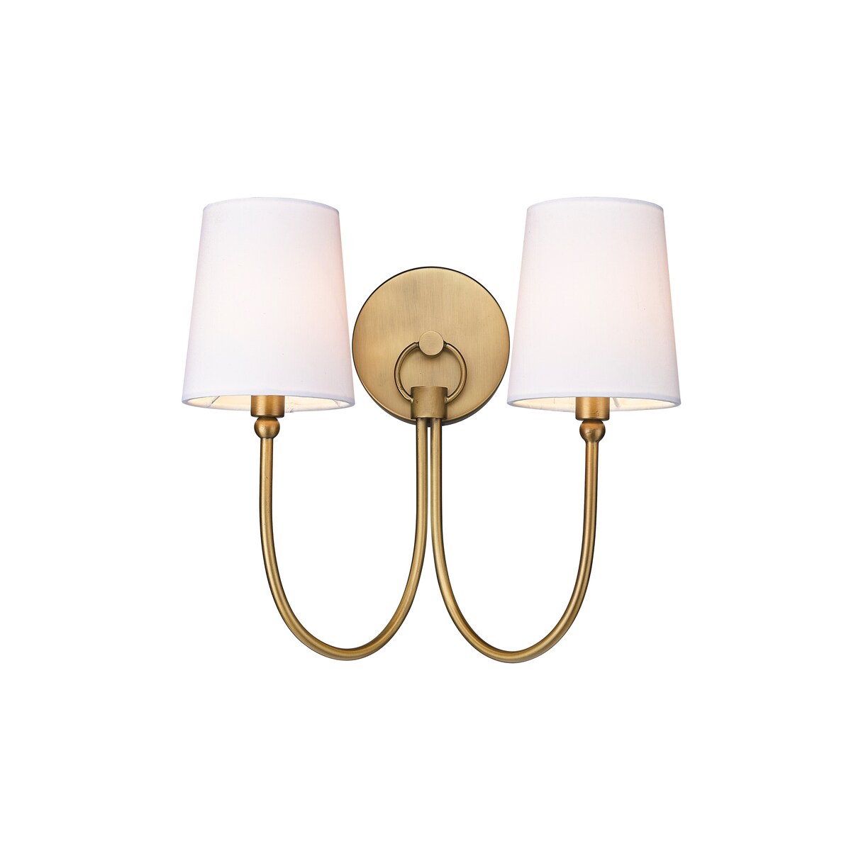 Traditional Rustic 2-Light Sconce in Aged Brass With Shade
