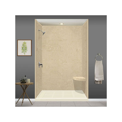 Transolid Studio 14-In X 14-In Solid Surface Wall-Mount Corner Shower Seat - 14.5 x 14.25 x 3