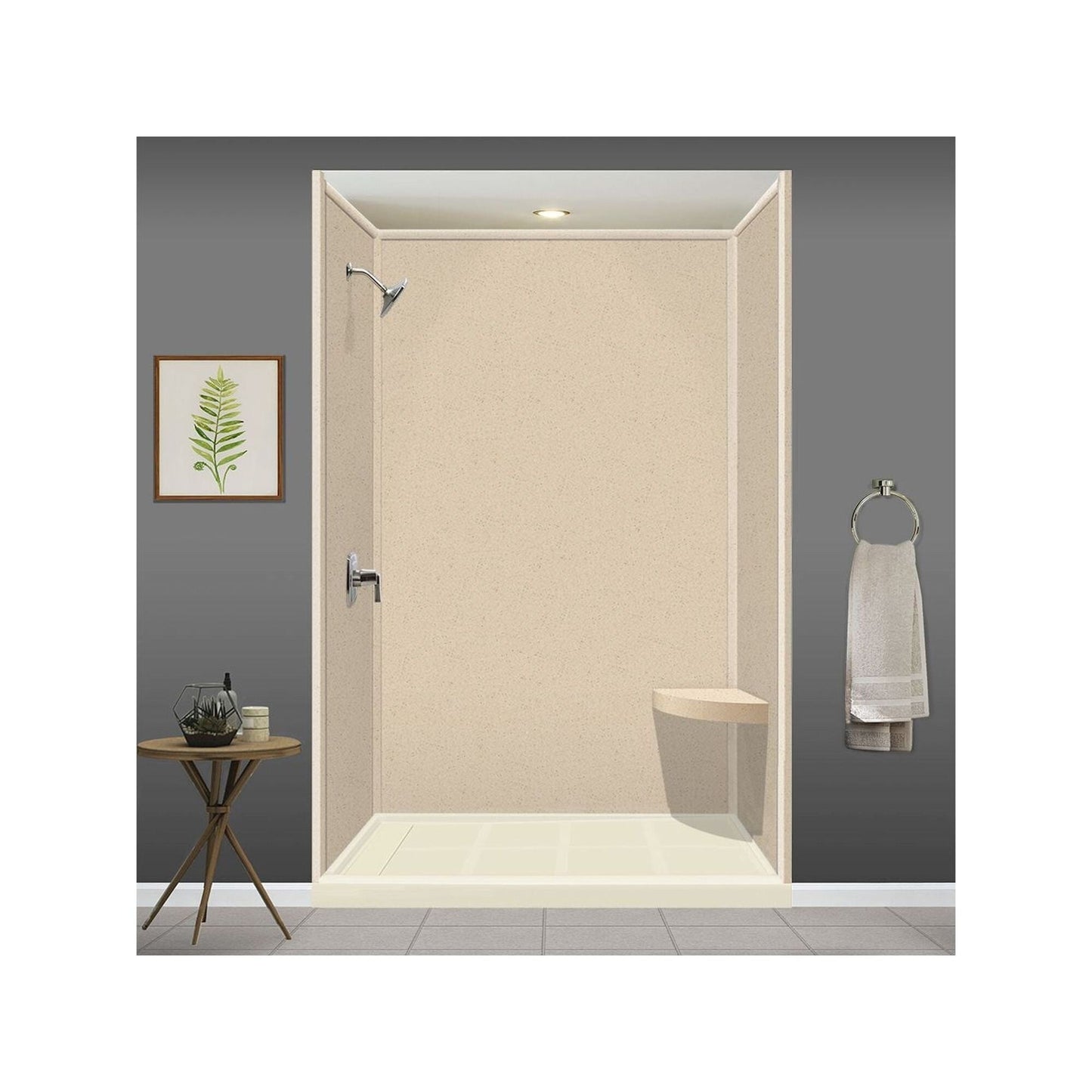 Transolid Studio 14-In X 14-In Solid Surface Wall-Mount Corner Shower Seat - 14.5 x 14.25 x 3