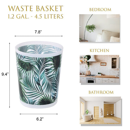 Tropical Print Plastic Trash Can Wastebasket 4.5-liters-1.2-Gal - 9.4 H x 7.8 W x 6.2 L