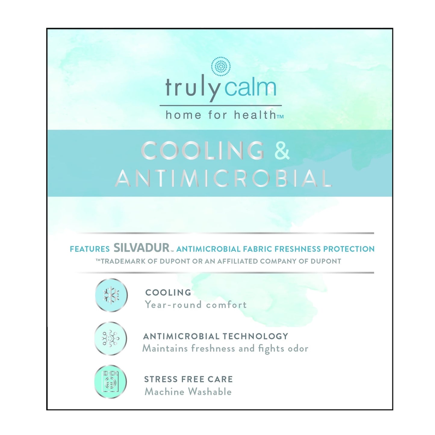Truly Calm Silver Cool Antimicrobial 3 Piece Duvet Cover Set