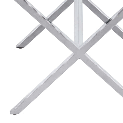 Tufted Faux Leather Vanity Bench with Metal X Legs