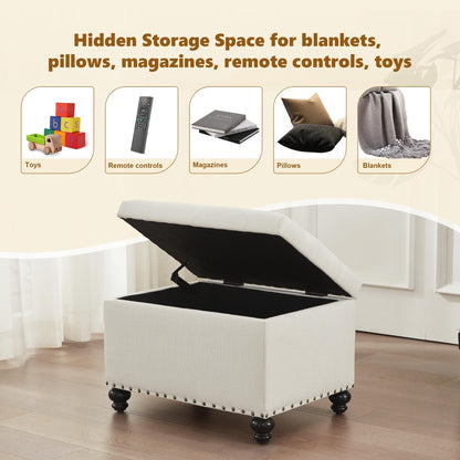 Tufted Storage Ottoman Bench, Rectangular Footstool