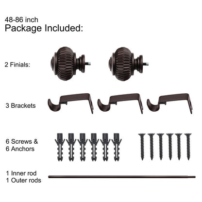 UTOPIA ALLEY Wall Mounted 3/4 Inch Curtain Rod - Adjustable Drapery Rods, Gold Curtain Rods, Bedroom Decorative Curtain Rods