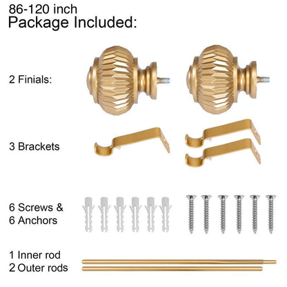 UTOPIA ALLEY Wall Mounted 3/4 Inch Curtain Rod - Adjustable Drapery Rods, Gold Curtain Rods, Bedroom Decorative Curtain Rods