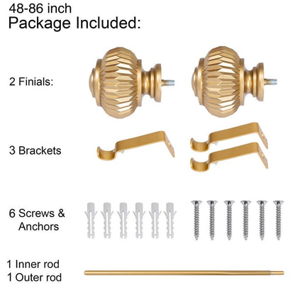 UTOPIA ALLEY Wall Mounted 3/4 Inch Curtain Rod - Adjustable Drapery Rods, Gold Curtain Rods, Bedroom Decorative Curtain Rods