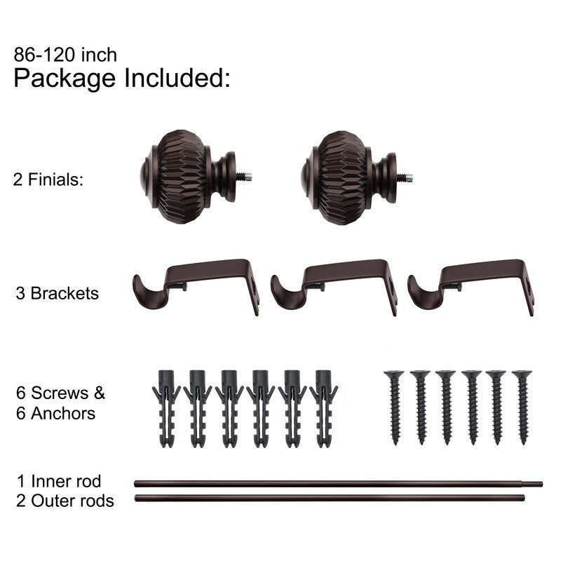 UTOPIA ALLEY Wall Mounted 3/4 Inch Curtain Rod - Adjustable Drapery Rods, Gold Curtain Rods, Bedroom Decorative Curtain Rods