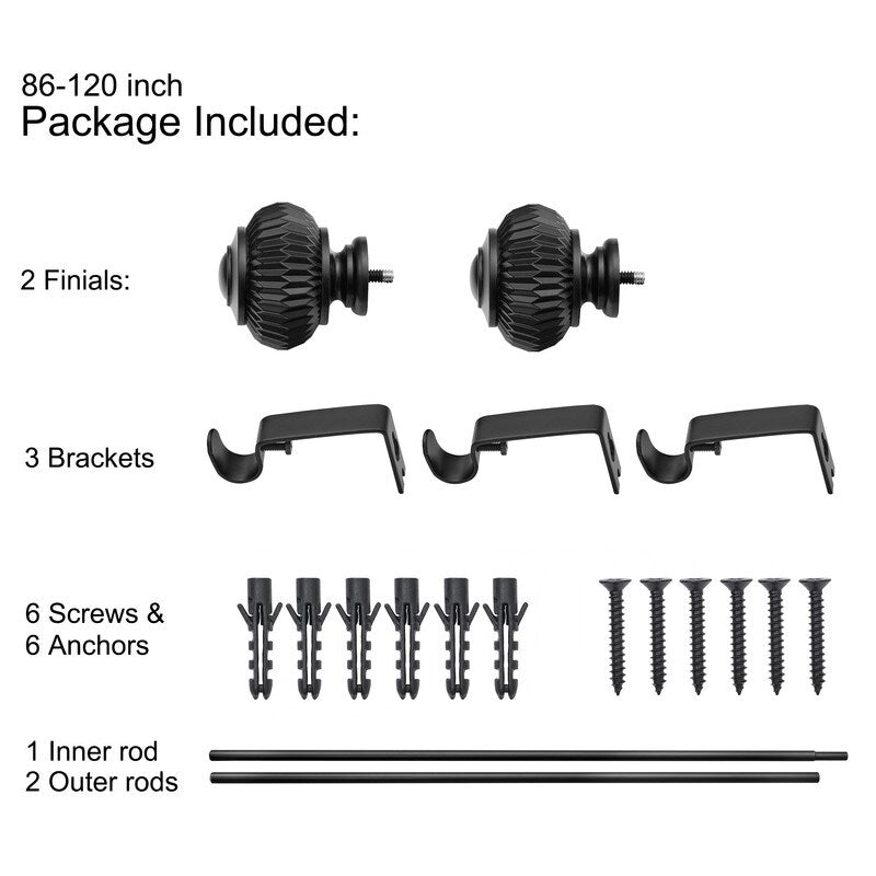 UTOPIA ALLEY Wall Mounted 3/4 Inch Curtain Rod - Adjustable Drapery Rods, Gold Curtain Rods, Bedroom Decorative Curtain Rods