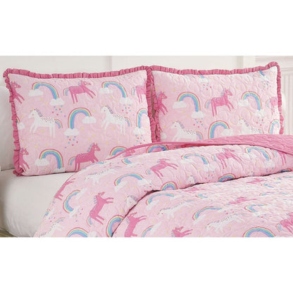 Unicorn Parade Ultra Soft Microfiber Reversible Quilt Set