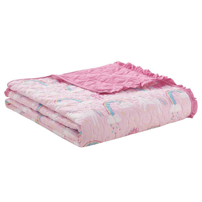 Unicorn Parade Ultra Soft Microfiber Reversible Quilt Set