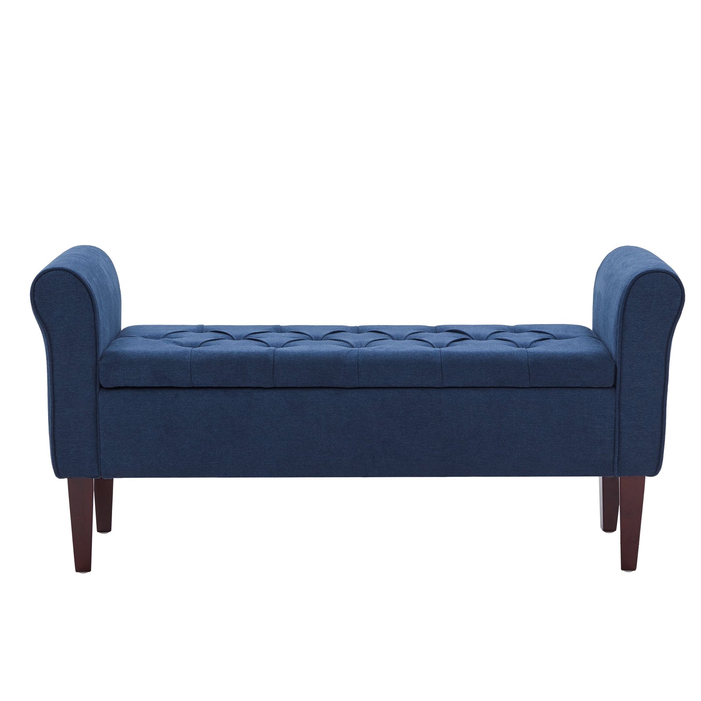 Upholstered Storage Bench Arm Bench Entryway Bench with Tufted Flip Top 50.4 Inches