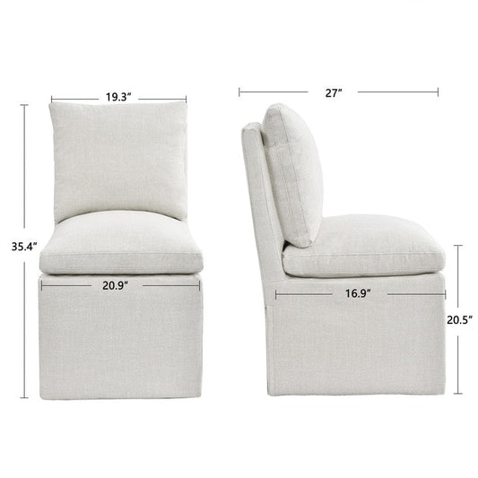 Upholstered Swiveling Rolling Linen Dining Chair