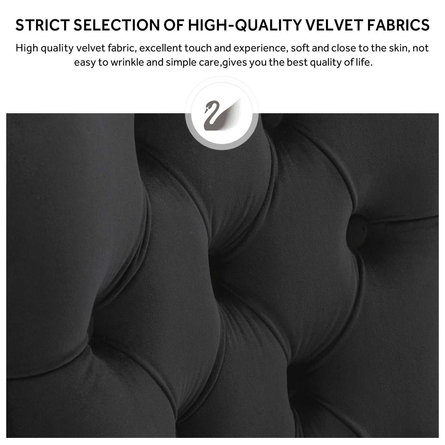 Upholstered Tufted Velvet Dining Chair with Solid Wood Legs Set of 6