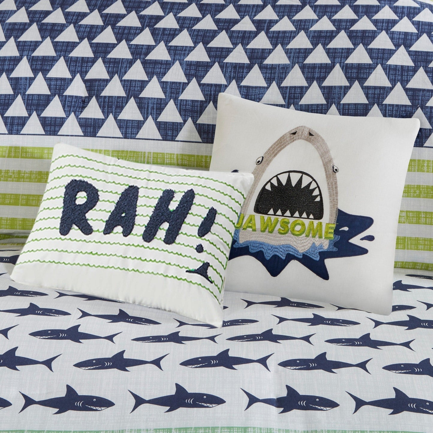 Urban Habitat Kids Aaron Shark Green/ Navy Cotton Comforter Set