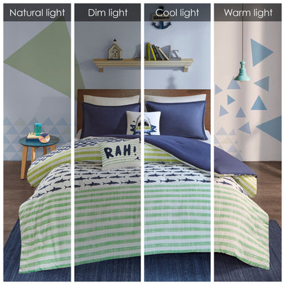Urban Habitat Kids Aaron Shark Green/ Navy Cotton Comforter Set