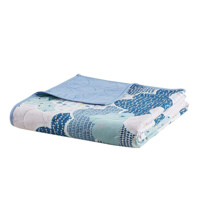Intelligent Design KidsBliss Blue Reversible Cotton Quilt Set with Throw Pillows