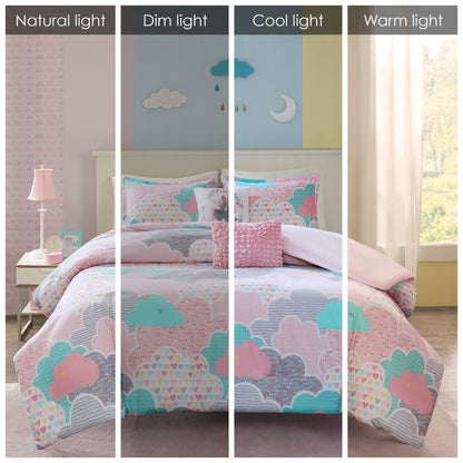 Intelligent Design Kids Bliss Pink Cotton Printed 5-piece Duvet Cover Set