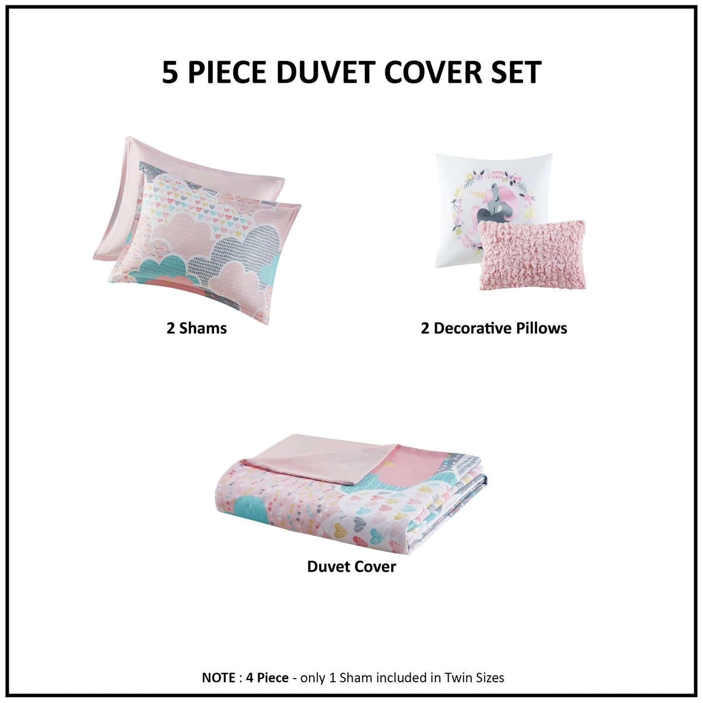 Intelligent Design Kids Bliss Pink Cotton Printed 5-piece Duvet Cover Set