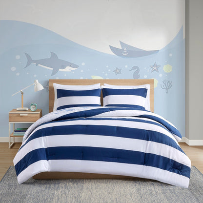 Intelligent Design Kids Dakota Cotton Cabana Stripe Reversible Comforter Set