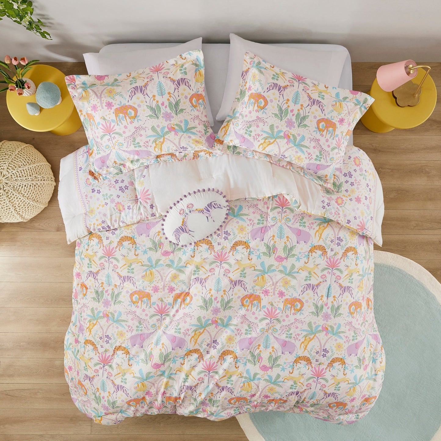 Intelligent Design Kids Thea Floral Reversible Cotton Comforter Set with Throw Pillow