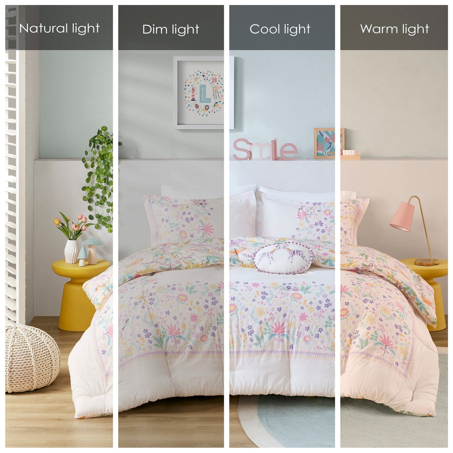 Intelligent Design Kids Thea Floral Reversible Cotton Comforter Set with Throw Pillow