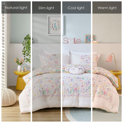 Intelligent Design Kids Thea Floral Reversible Cotton Comforter Set with Throw Pillow