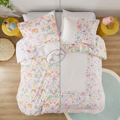 Intelligent Design Kids Thea Floral Reversible Cotton Comforter Set with Throw Pillow