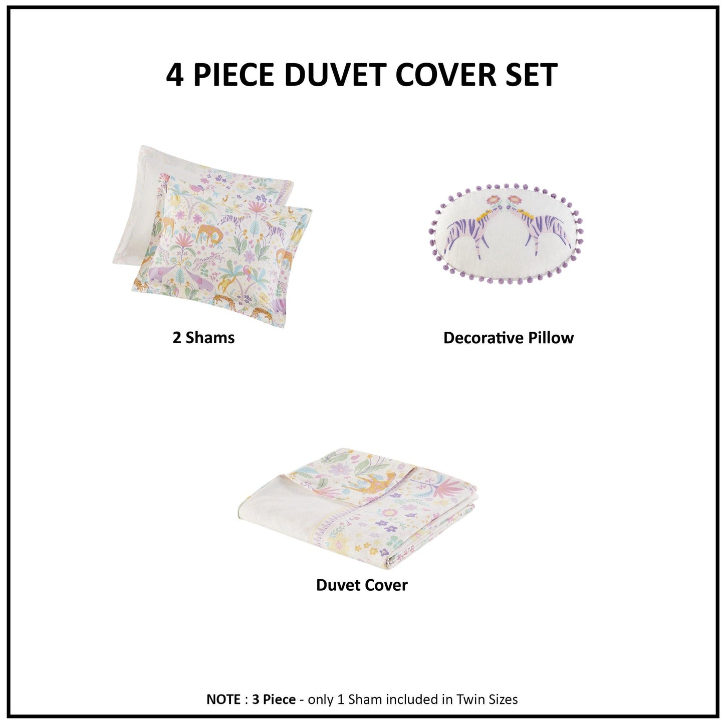 Intelligent Design Kids Thea Floral Reversible Cotton Duvet Cover Set with Throw Pillow