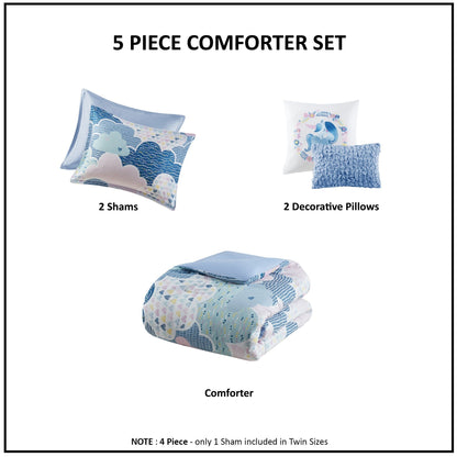 Intelligent Design Kids Bliss Blue Cotton Printed Comforter Set