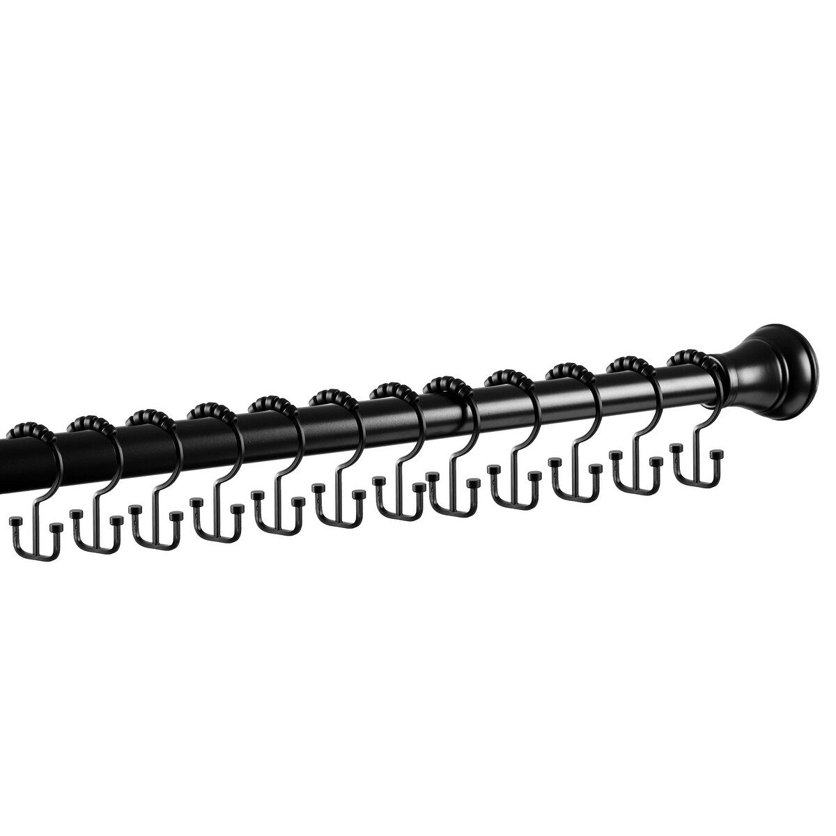 Utopia Alley Deco Flat Double Roller Shower Curtain Hooks, Matt Black - Matt Black